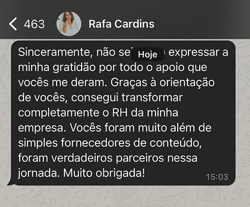 Print de depoimento whatapp